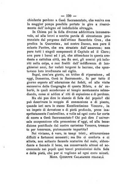 Il tabernacolo dell'amore periodico mensile in onore del ss. Sacramento