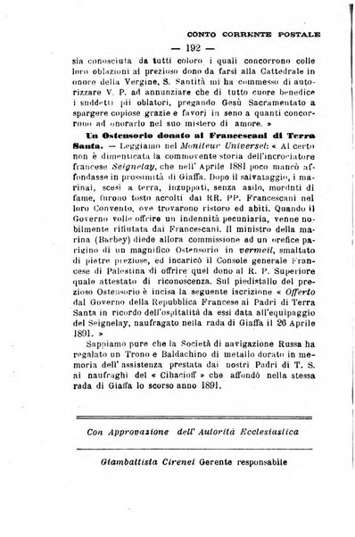 Il tabernacolo dell'amore periodico mensile in onore del ss. Sacramento