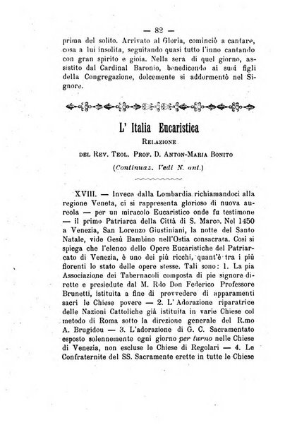 Il tabernacolo dell'amore periodico mensile in onore del ss. Sacramento