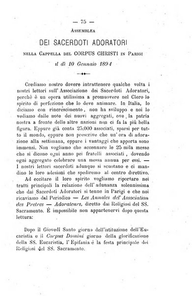 Il tabernacolo dell'amore periodico mensile in onore del ss. Sacramento