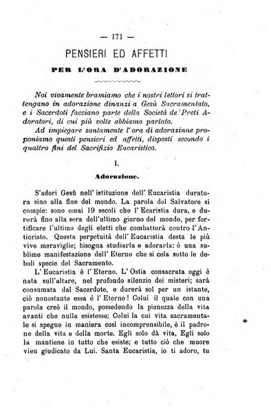 Il tabernacolo dell'amore periodico mensile in onore del ss. Sacramento