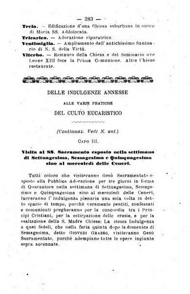 Il tabernacolo dell'amore periodico mensile in onore del ss. Sacramento