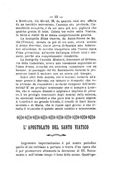 Il tabernacolo dell'amore periodico mensile in onore del ss. Sacramento