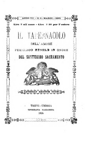 Il tabernacolo dell'amore periodico mensile in onore del ss. Sacramento