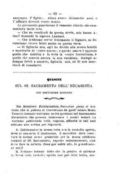 Il tabernacolo dell'amore periodico mensile in onore del ss. Sacramento