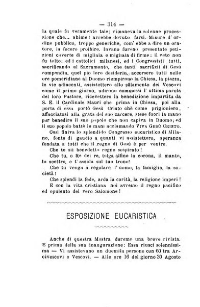 Il tabernacolo dell'amore periodico mensile in onore del ss. Sacramento