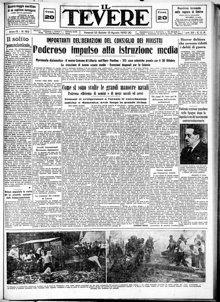 Il Tevere : quotidiano di Mezzogiorno