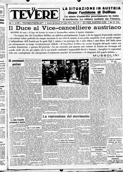 Il Tevere : quotidiano di Mezzogiorno