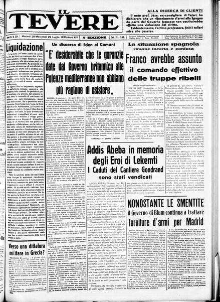 Il Tevere : quotidiano di Mezzogiorno