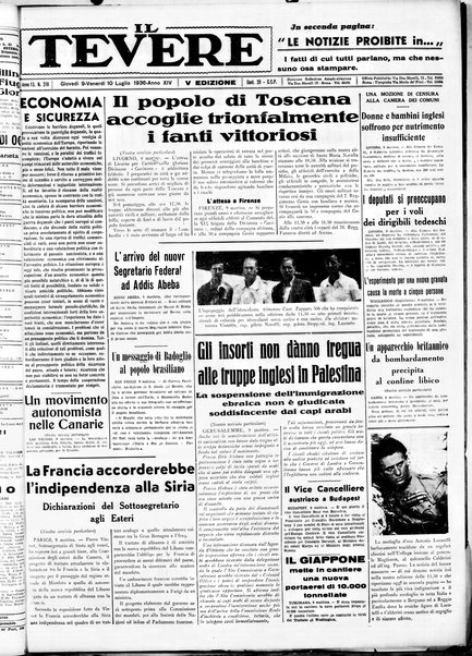 Il Tevere : quotidiano di Mezzogiorno