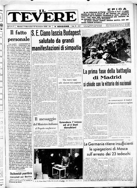 Il Tevere : quotidiano di Mezzogiorno