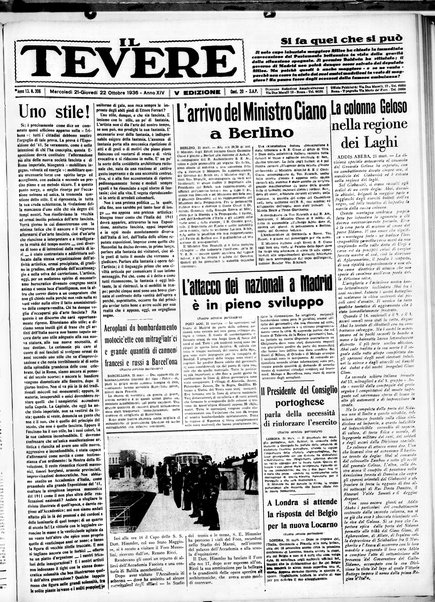 Il Tevere : quotidiano di Mezzogiorno