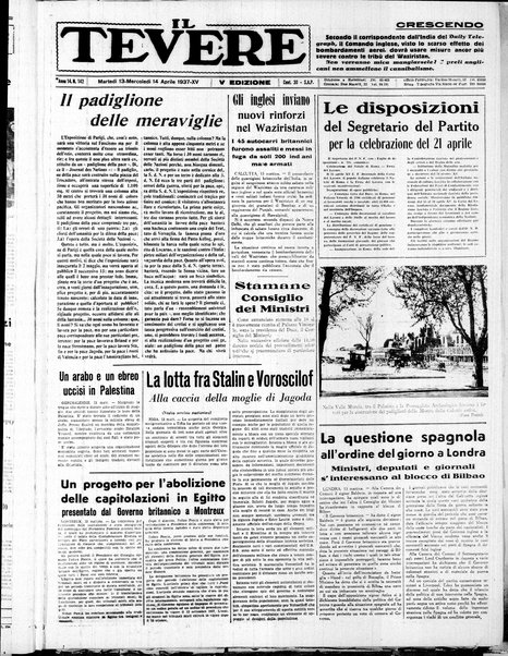 Il Tevere : quotidiano di Mezzogiorno