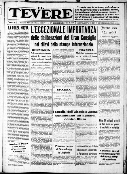 Il Tevere : quotidiano di Mezzogiorno