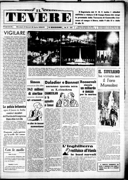 Il Tevere : quotidiano di Mezzogiorno