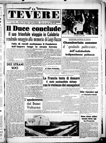 Il Tevere : quotidiano di Mezzogiorno