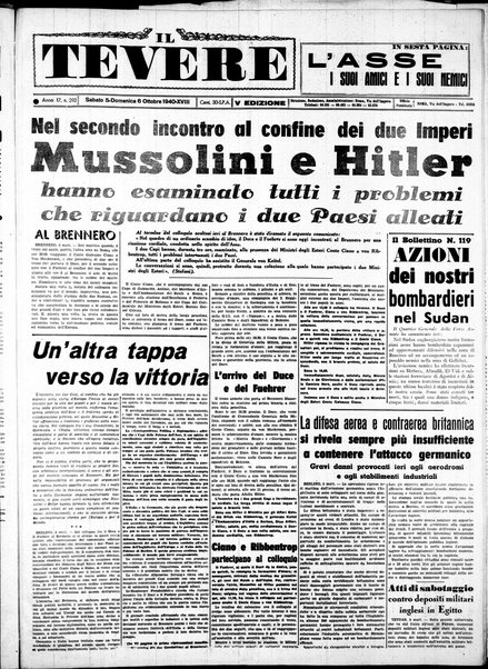 Il Tevere : quotidiano di Mezzogiorno