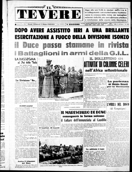 Il Tevere : quotidiano di Mezzogiorno