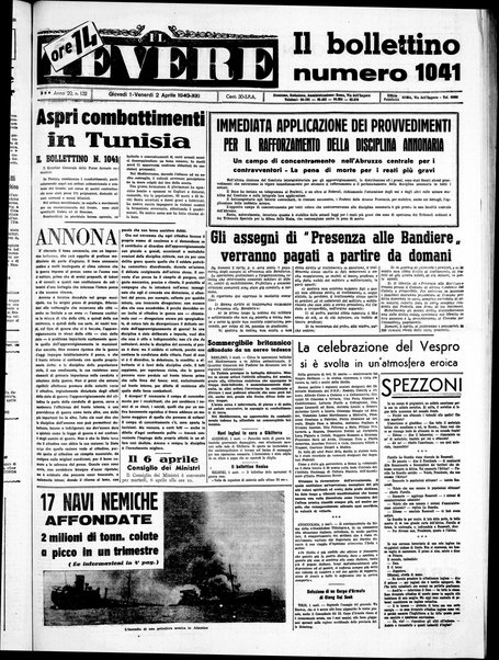 Il Tevere : quotidiano di Mezzogiorno