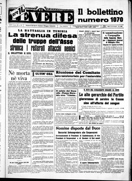 Il Tevere : quotidiano di Mezzogiorno