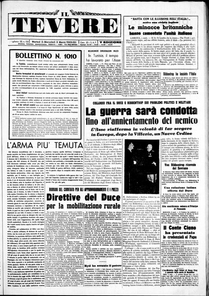 Il Tevere : quotidiano di Mezzogiorno