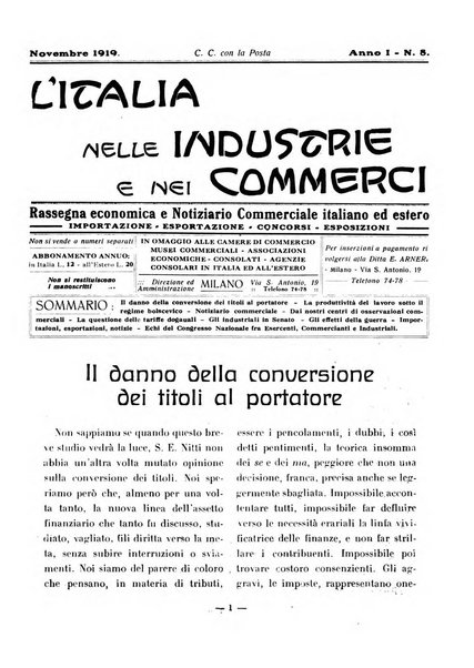 L'Italia nelle industrie e nei commerci rassegna mensile del Movimento economico in Italia