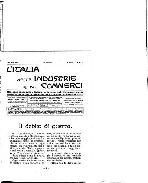 L'Italia nelle industrie e nei commerci rassegna mensile del Movimento economico in Italia