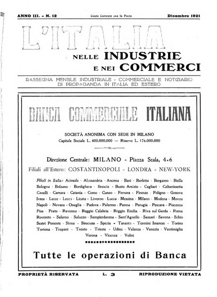 L'Italia nelle industrie e nei commerci rassegna mensile del Movimento economico in Italia