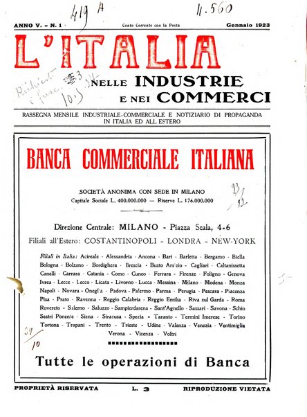 L'Italia nelle industrie e nei commerci rassegna mensile del Movimento economico in Italia