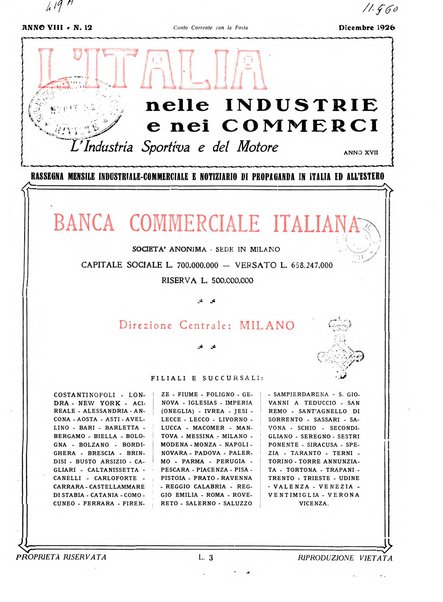 L'Italia nelle industrie e nei commerci rassegna mensile del Movimento economico in Italia