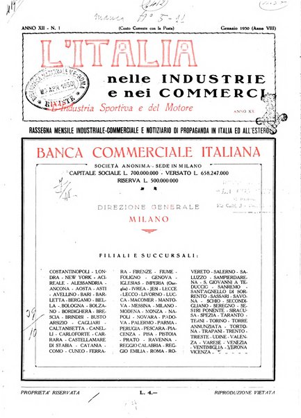 L'Italia nelle industrie e nei commerci rassegna mensile del Movimento economico in Italia