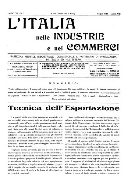 L'Italia nelle industrie e nei commerci rassegna mensile del Movimento economico in Italia