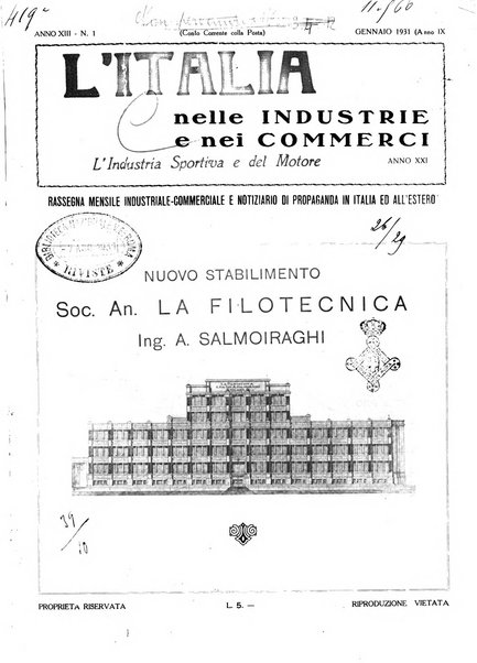 L'Italia nelle industrie e nei commerci rassegna mensile del Movimento economico in Italia