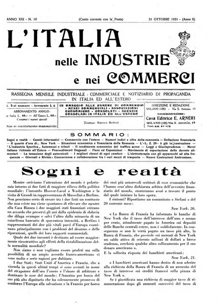 L'Italia nelle industrie e nei commerci rassegna mensile del Movimento economico in Italia