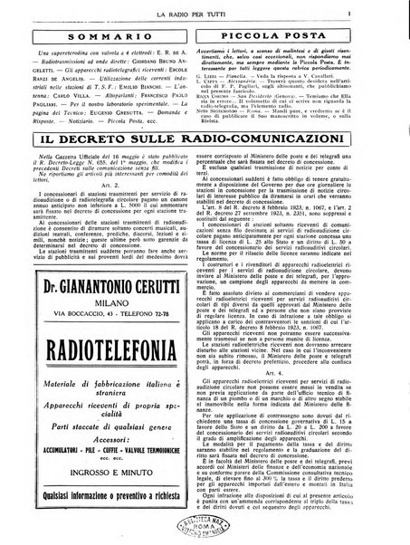 La radio per tutti rivista quindicinale di volgarizzazione radiotecnica, redatta e illustrata per esser compresa da tutti