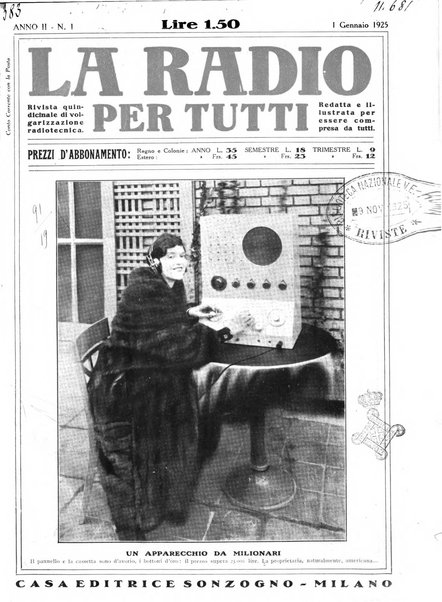 La radio per tutti rivista quindicinale di volgarizzazione radiotecnica, redatta e illustrata per esser compresa da tutti