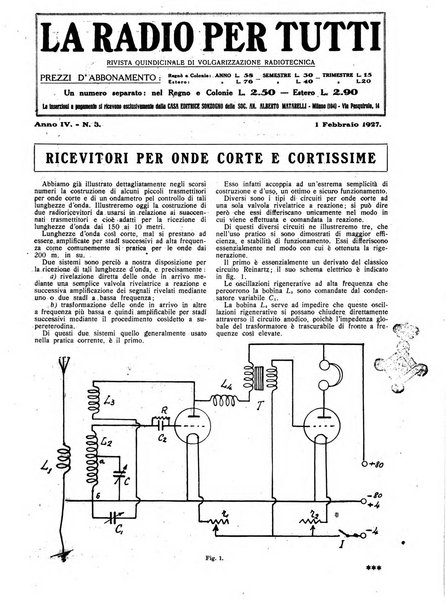 La radio per tutti rivista quindicinale di volgarizzazione radiotecnica, redatta e illustrata per esser compresa da tutti