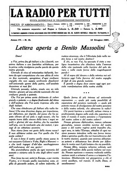 La radio per tutti rivista quindicinale di volgarizzazione radiotecnica, redatta e illustrata per esser compresa da tutti