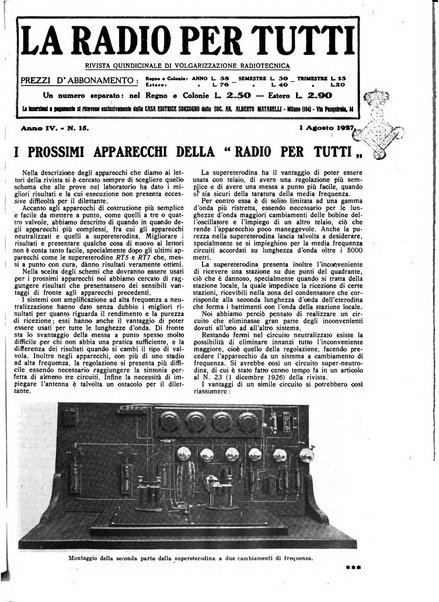 La radio per tutti rivista quindicinale di volgarizzazione radiotecnica, redatta e illustrata per esser compresa da tutti