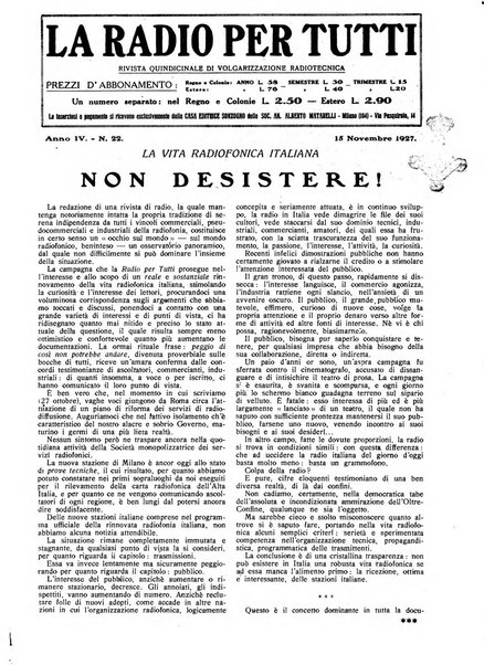 La radio per tutti rivista quindicinale di volgarizzazione radiotecnica, redatta e illustrata per esser compresa da tutti