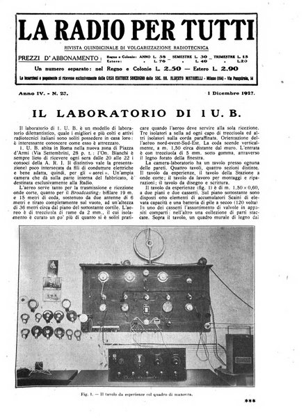 La radio per tutti rivista quindicinale di volgarizzazione radiotecnica, redatta e illustrata per esser compresa da tutti