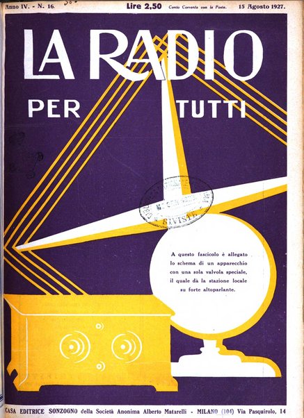 La radio per tutti rivista quindicinale di volgarizzazione radiotecnica, redatta e illustrata per esser compresa da tutti