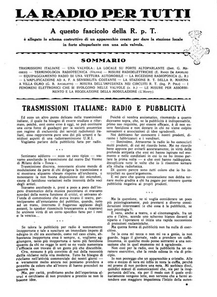 La radio per tutti rivista quindicinale di volgarizzazione radiotecnica, redatta e illustrata per esser compresa da tutti