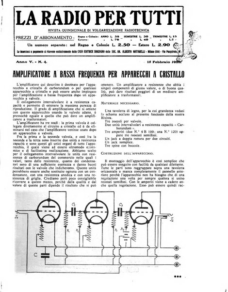 La radio per tutti rivista quindicinale di volgarizzazione radiotecnica, redatta e illustrata per esser compresa da tutti