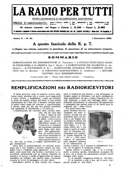 La radio per tutti rivista quindicinale di volgarizzazione radiotecnica, redatta e illustrata per esser compresa da tutti