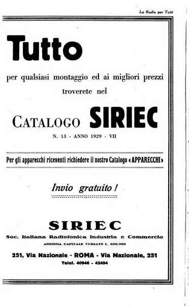 La radio per tutti rivista quindicinale di volgarizzazione radiotecnica, redatta e illustrata per esser compresa da tutti