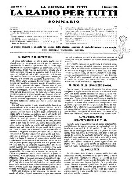 La radio per tutti rivista quindicinale di volgarizzazione radiotecnica, redatta e illustrata per esser compresa da tutti