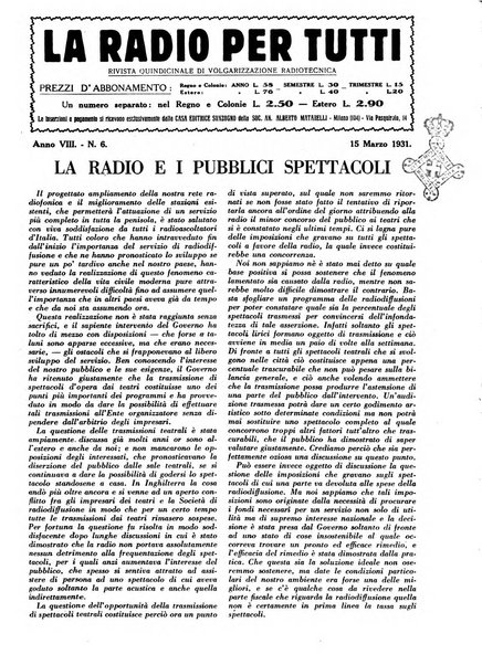 La radio per tutti rivista quindicinale di volgarizzazione radiotecnica, redatta e illustrata per esser compresa da tutti