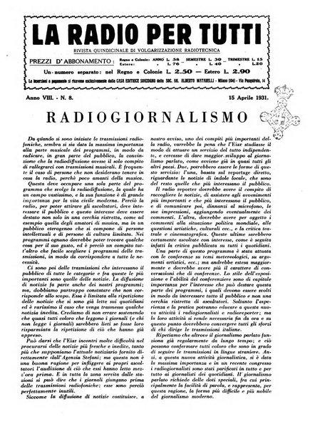 La radio per tutti rivista quindicinale di volgarizzazione radiotecnica, redatta e illustrata per esser compresa da tutti