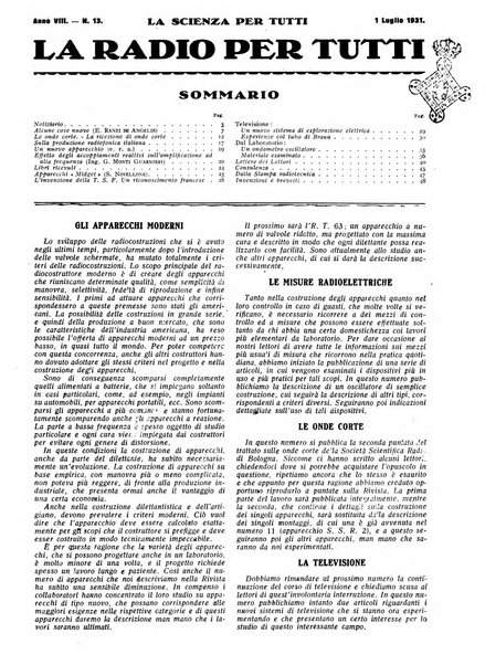 La radio per tutti rivista quindicinale di volgarizzazione radiotecnica, redatta e illustrata per esser compresa da tutti